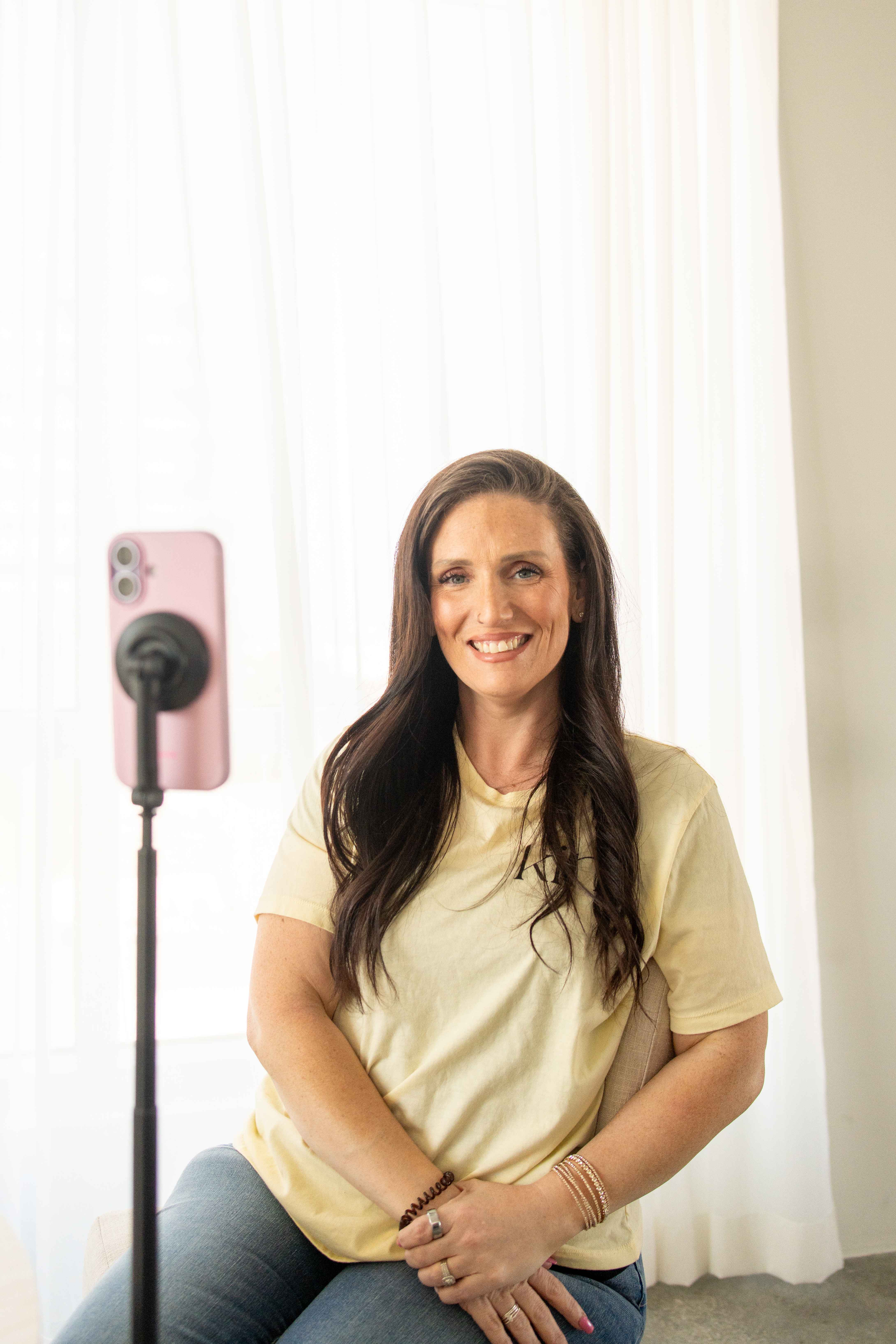 Jess creating content in studio